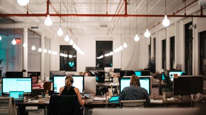 Working late in office