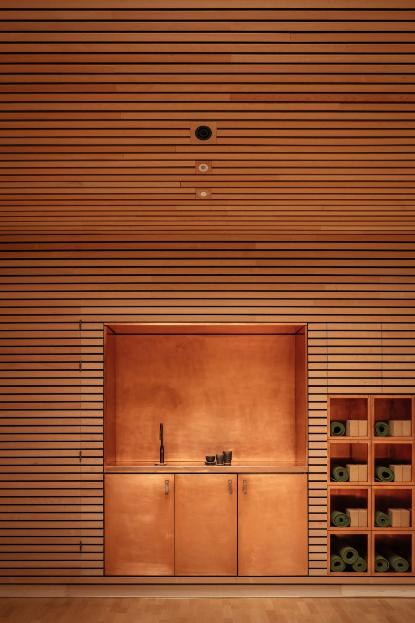 Interior of Invisible Studio's yoga studio at The Newt in Somerset