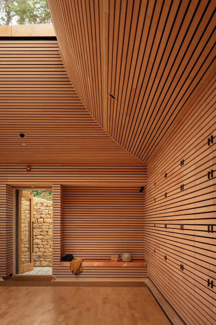 Interior of Invisible Studio's yoga studio at The Newt in Somerset