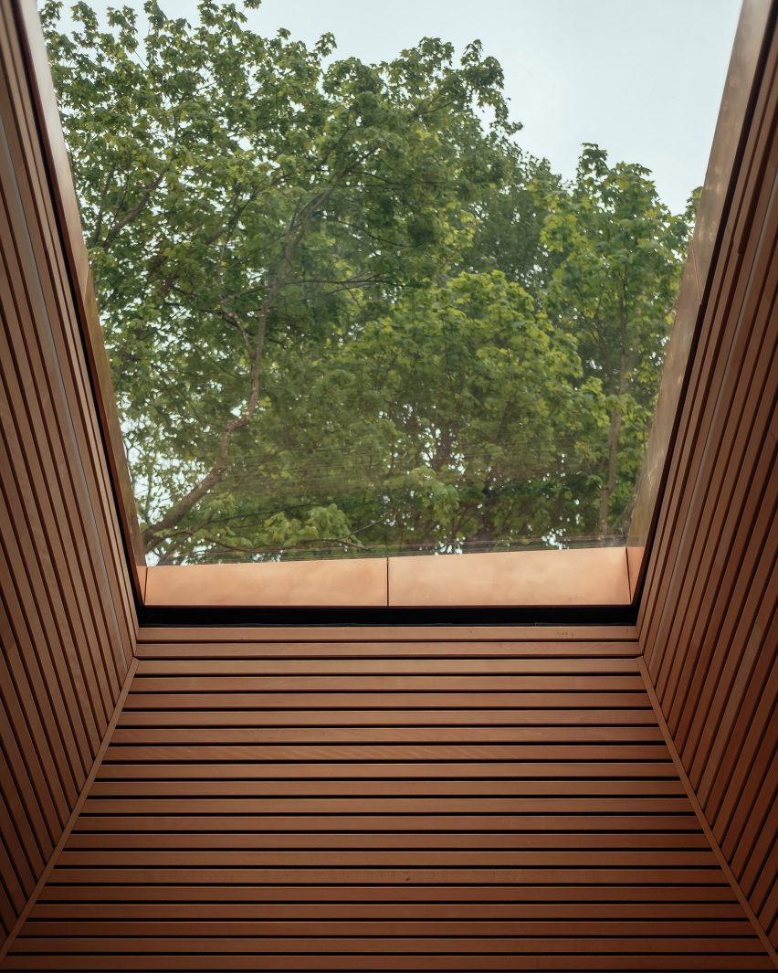 Rooflight of Invisible Studio's yoga studio at The Newt in Somerset