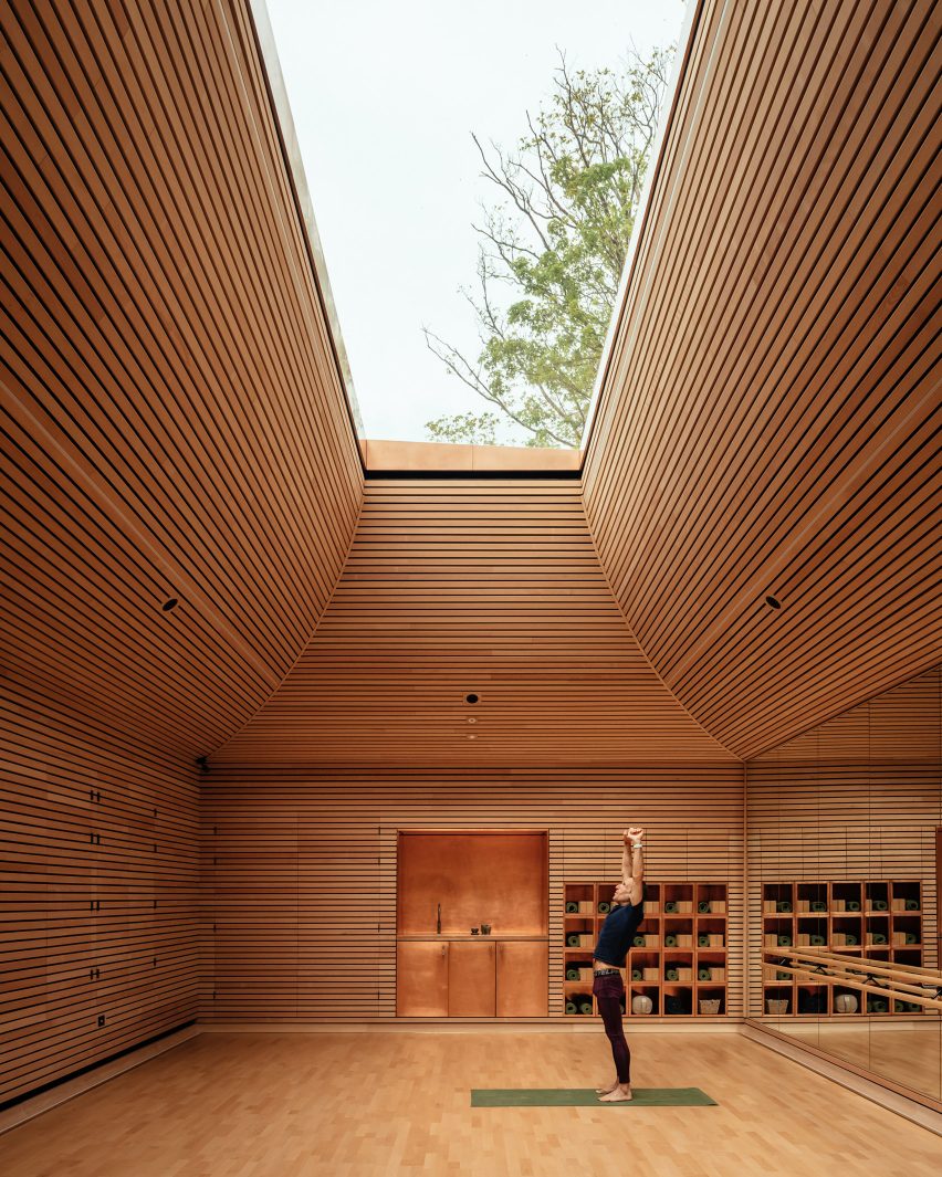 Interior of Invisible Studio's yoga studio at The Newt in Somerset