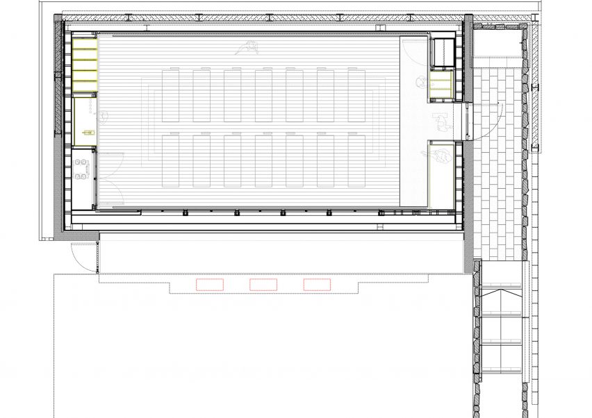 Floor plan of Invisible Studio's yoga studio at The Newt in Somerset