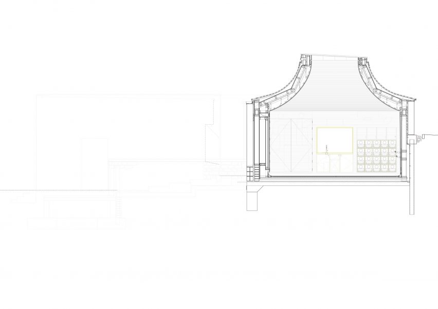 Section of Invisible Studio's yoga studio at The Newt in Somerset
