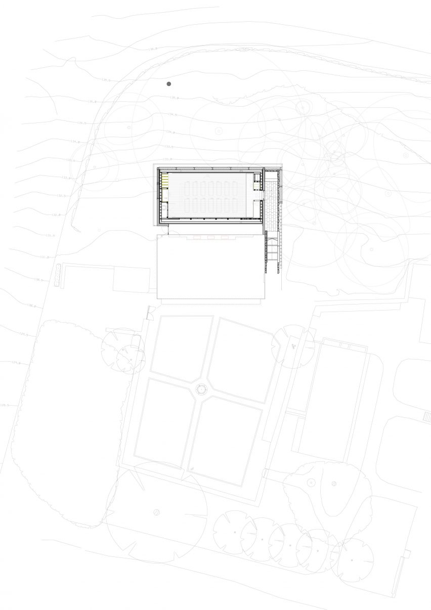 Site plan of Invisible Studio's yoga studio at The Newt in Somerset
