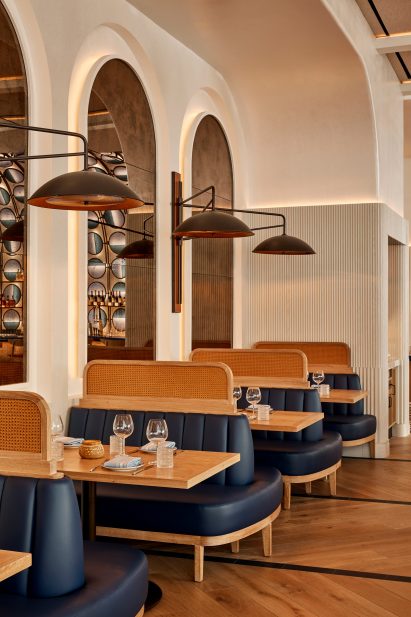 Booth seating along the wall