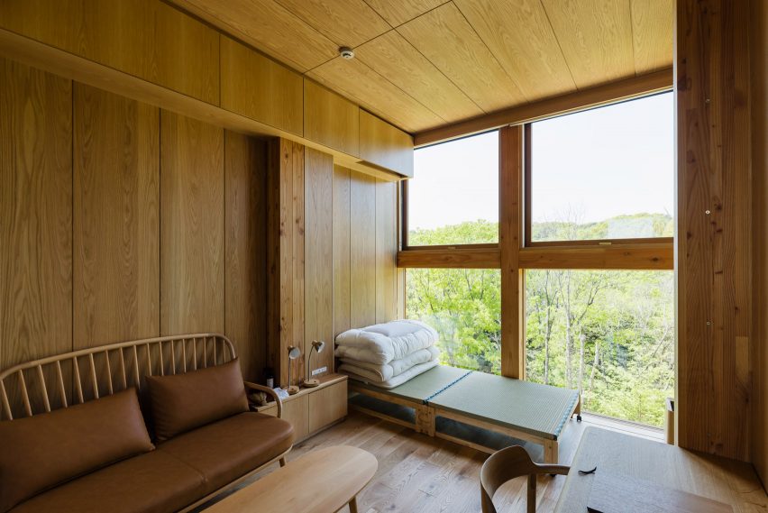 Interior of Zenbo Seinei on Awaji Island by Shigeru Ban