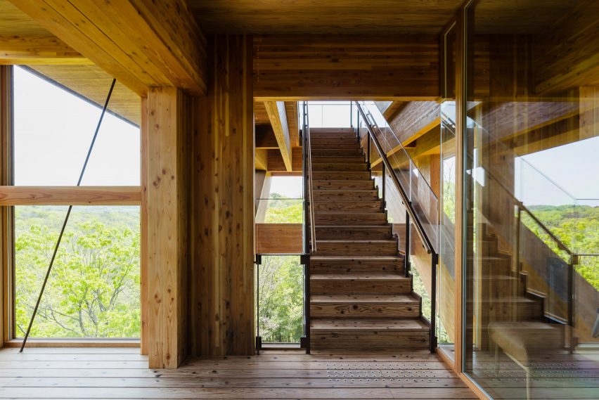 Interior of Zenbo Seinei on Awaji Island by Shigeru Ban