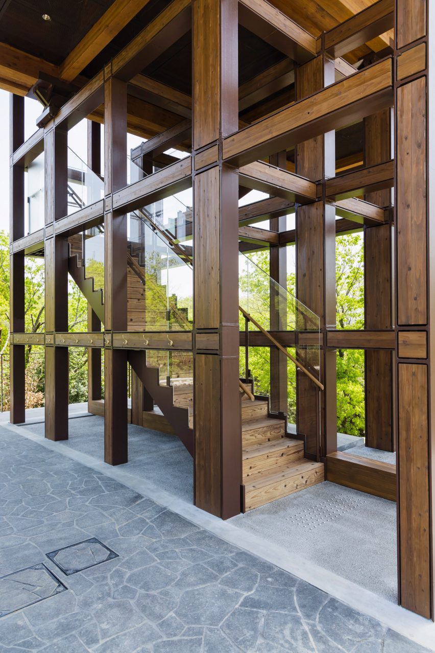 Exterior of Zenbo Seinei on Awaji Island by Shigeru Ban