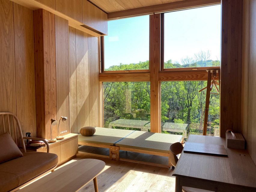 Interior of Zenbo Seinei on Awaji Island by Shigeru Ban