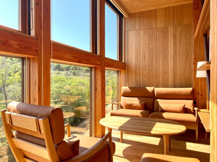 Interior of Zenbo Seinei on Awaji Island by Shigeru Ban