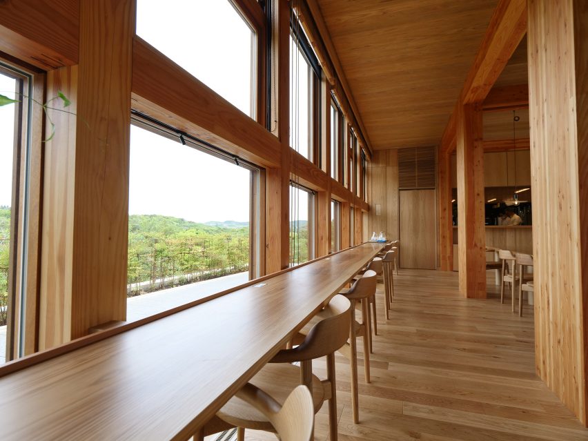 Interior of Zenbo Seinei on Awaji Island by Shigeru Ban