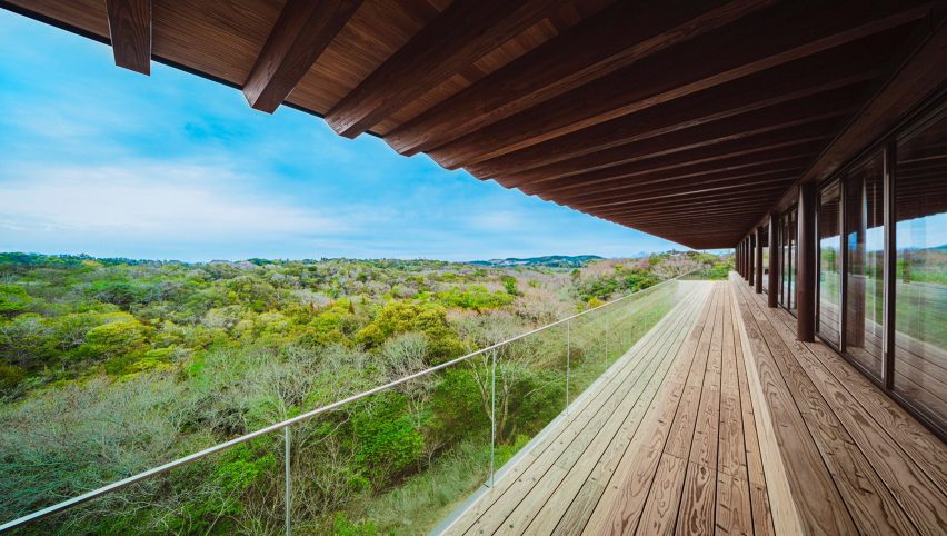 Exterior of Zenbo Seinei on Awaji Island by Shigeru Ban