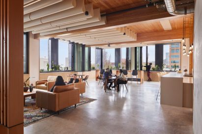 Mass timber office top floor