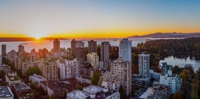 Buildings with a few across Stanley Park in Canada