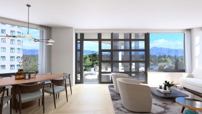 Interiors at 2030 Barclay overlooking the park