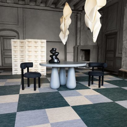 Green, blue and cream flooring by Bolon