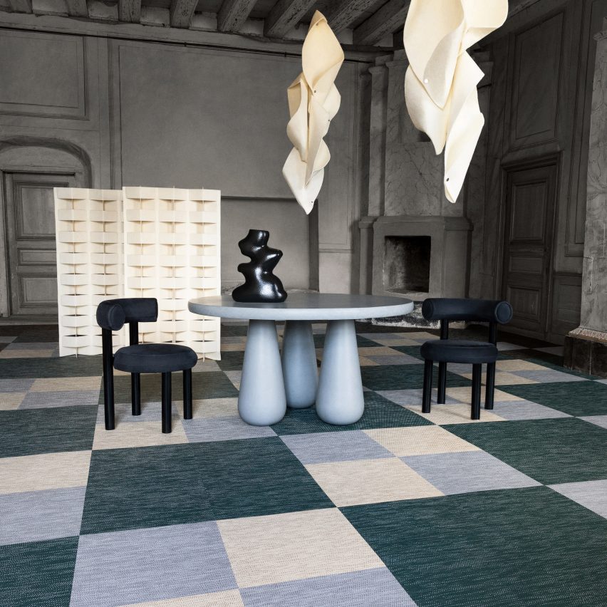 Green, blue and cream flooring by Bolon