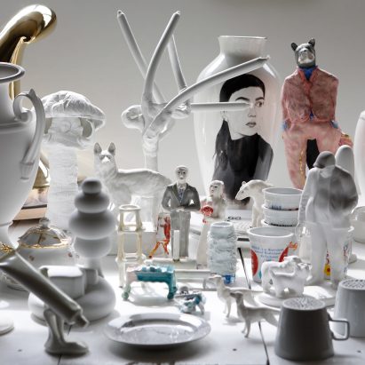 Ceramic items on display