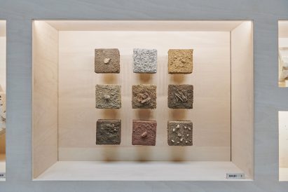 Samples of earth displayed one of the windows