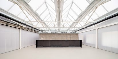 Photo of a counter under a glass ceiling