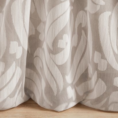 white and pattered curtain fabric called Afsun
