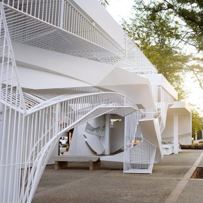 Image of a white metal installation