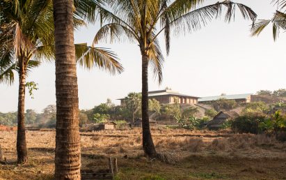 Myanmar hospital behind trees