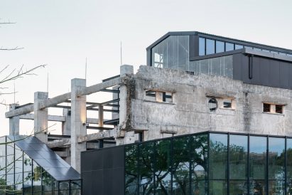 Detail image of old power plant transformed into Shajing Village Hall 
