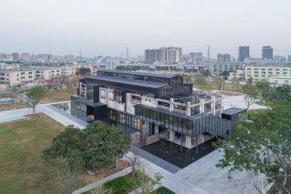 Aerial view of Shajing Village Hall in Shenzhen