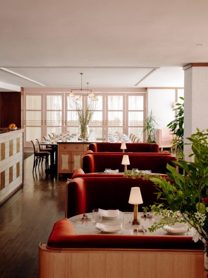 Sofa seating forms a row through the centre