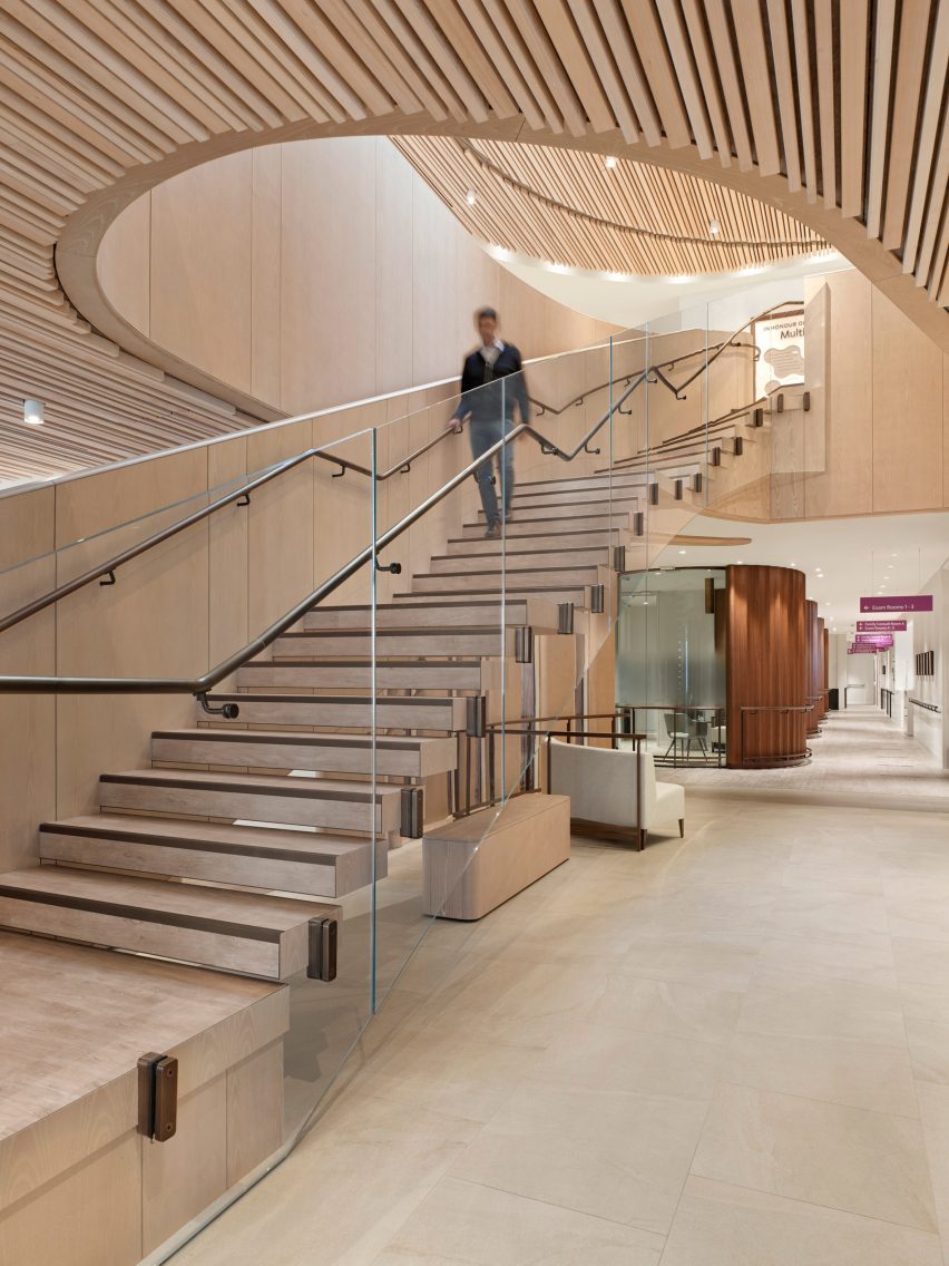 Feature staircase in the atrium