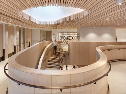 Upper level lit by oculus