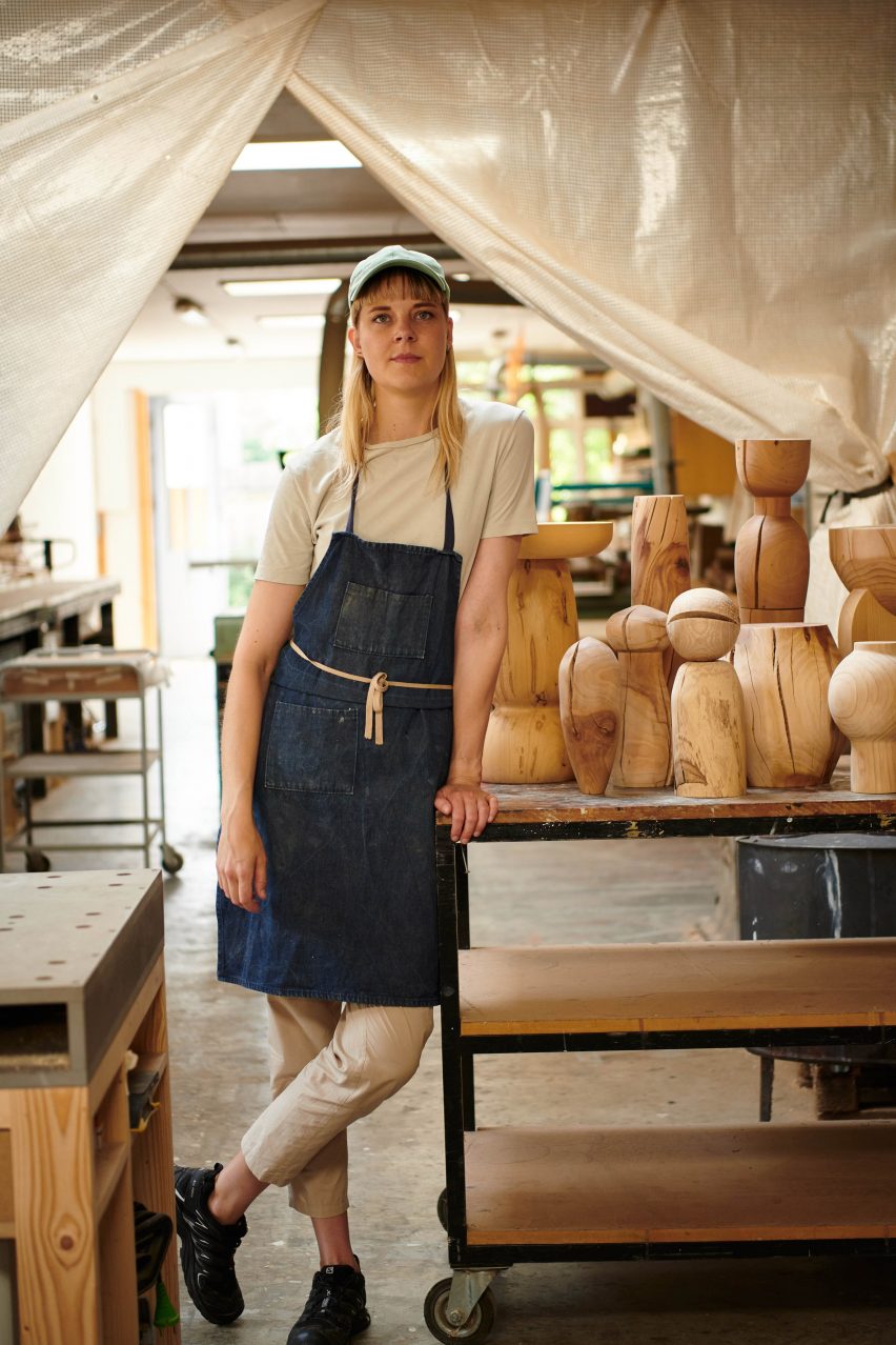 Photograph showing Anne Brandhoj in workshop