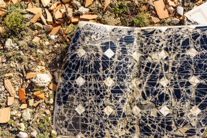 Cracked solar panel
