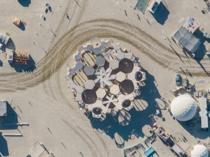 Circular structure burning man