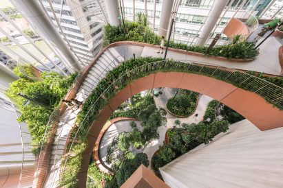 View down into CapitaSpring's vertical park