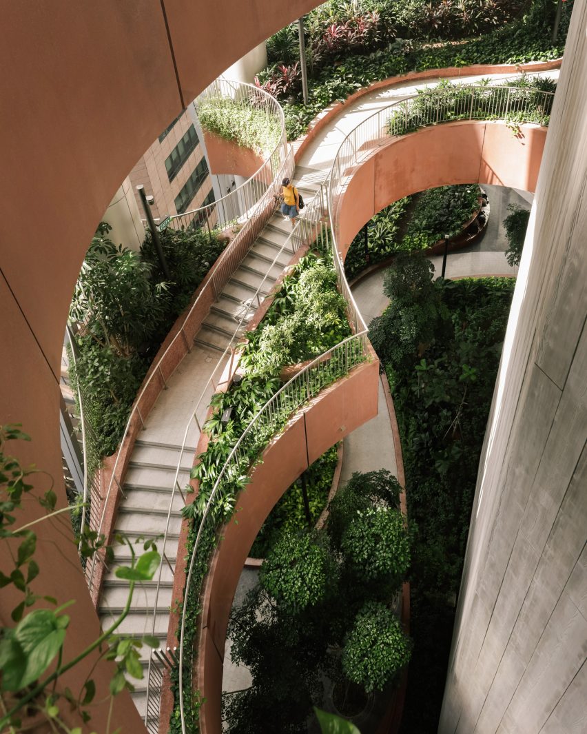 Interior of CapitaSpring by BIG and Carlo Ratti