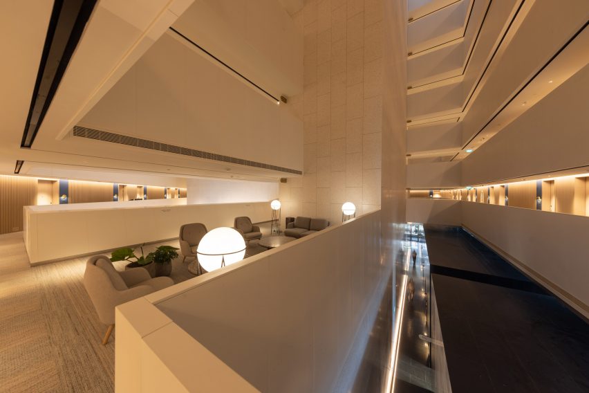Interior of CapitaSpring skyscraper by BIG and Carlo Ratti