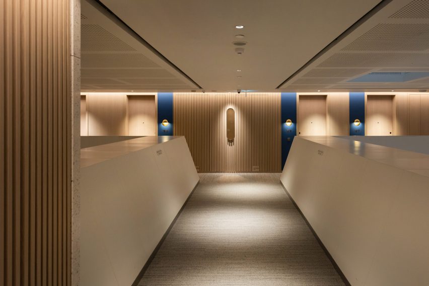 Interior of CapitaSpring skyscraper by BIG and Carlo Ratti