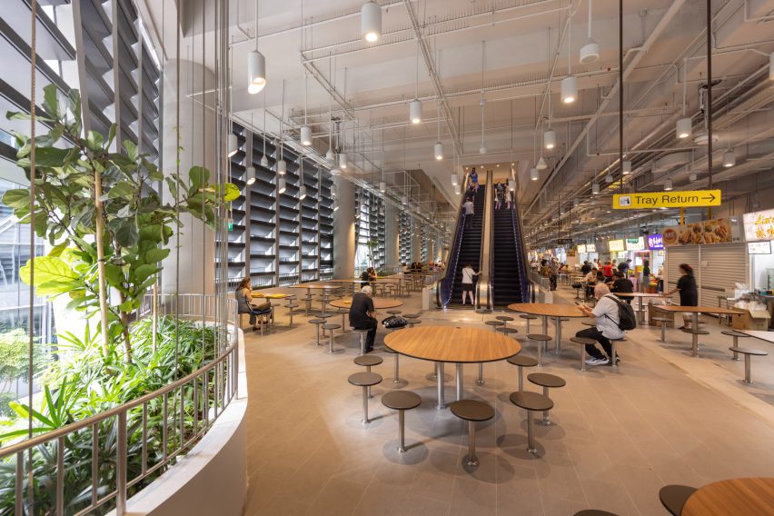 Interior of CapitaSpring skyscraper by BIG and Carlo Ratti