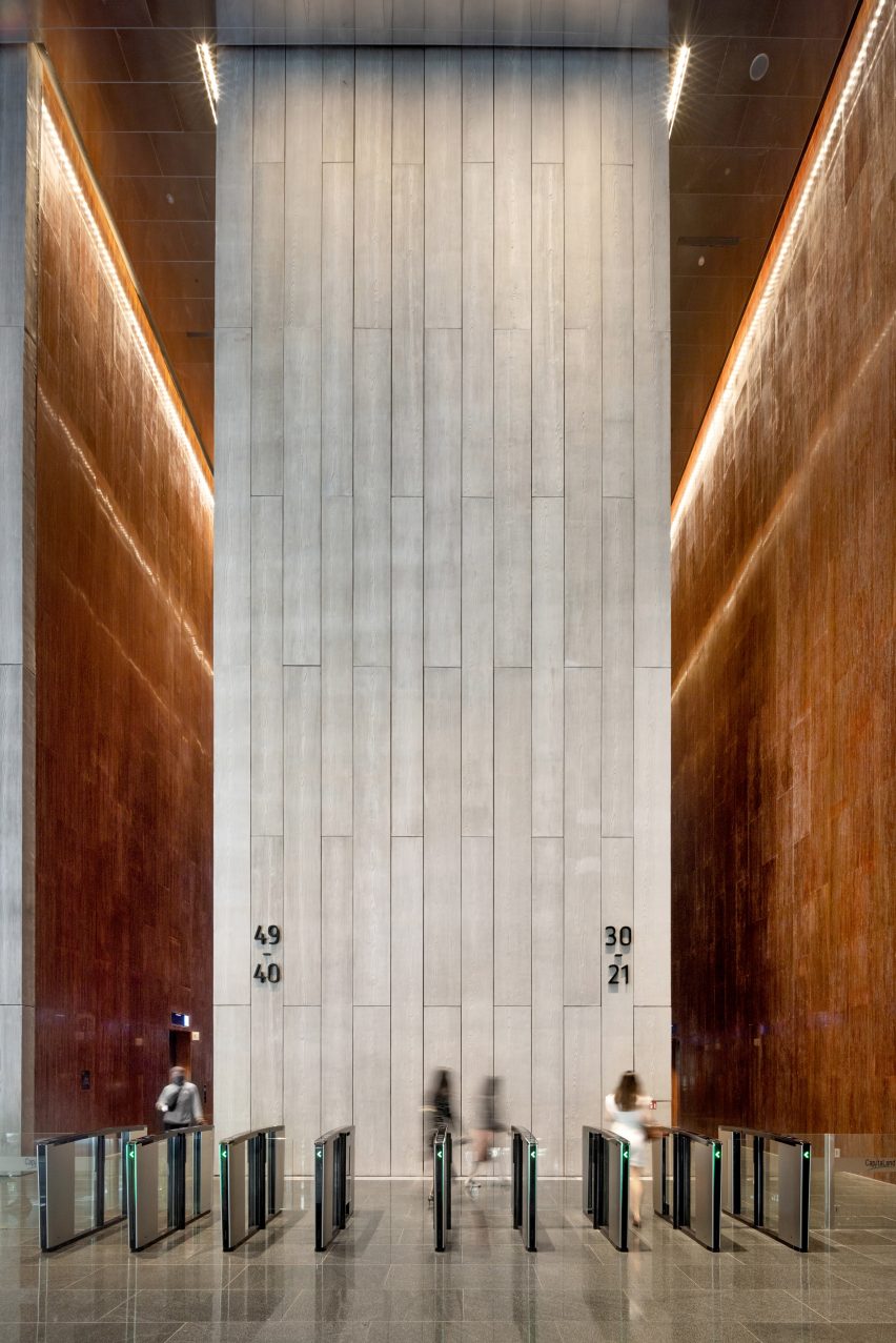 Interior of CapitaSpring skyscraper by BIG and Carlo Ratti