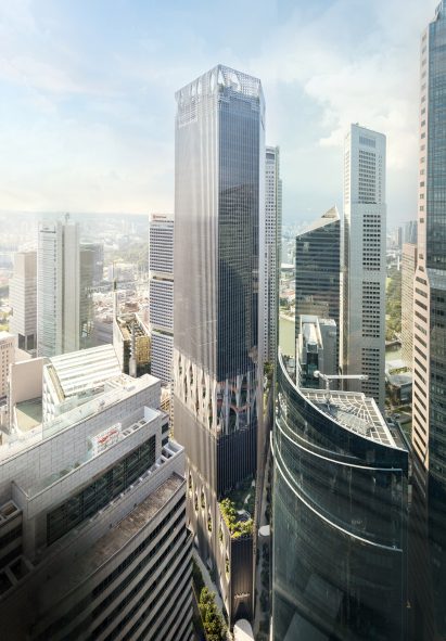 Exterior of CapitaSpring skyscraper in Singapore