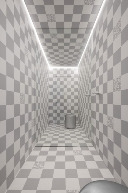 Grey pixel changing room