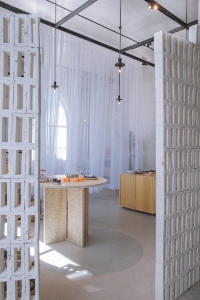Bio-brick screens used as spatial dividers