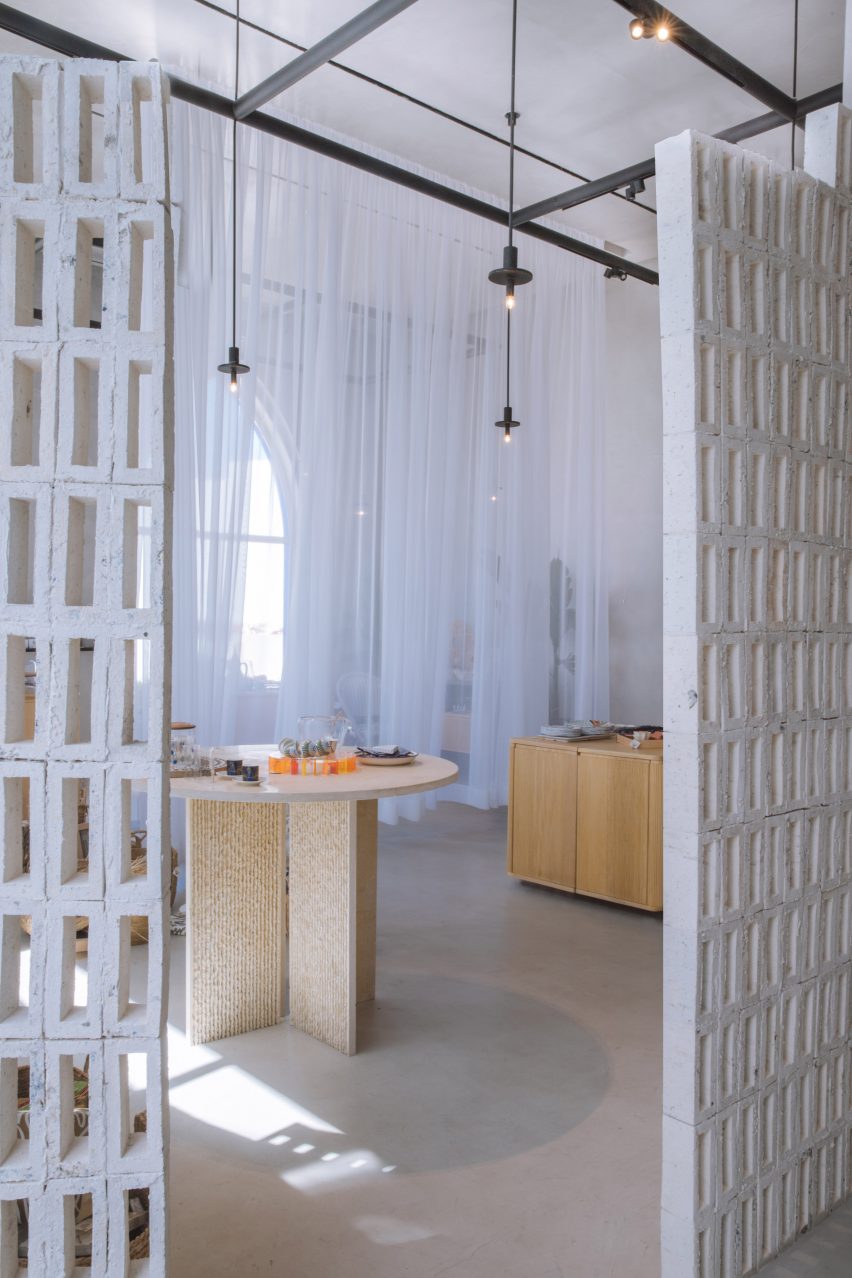 Bio-brick screens used as spatial dividers