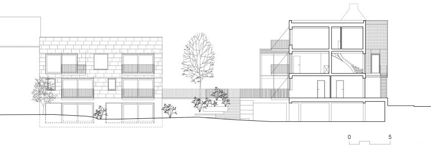 Section of De Sijs co-housing by Officeu Architects