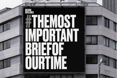 Design Declares sign reading: The most important brief of our time