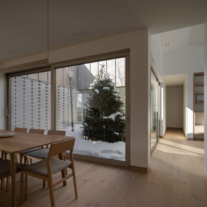 Glass door facing courtyard