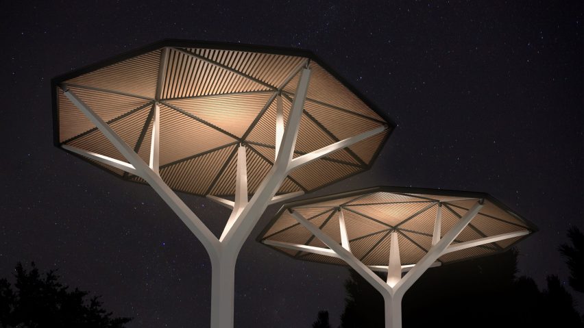 LED lights in Ecacia solar tree