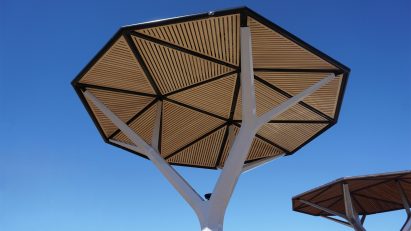Render of E-Cacia solar "tree" by Samuel Wilkinson